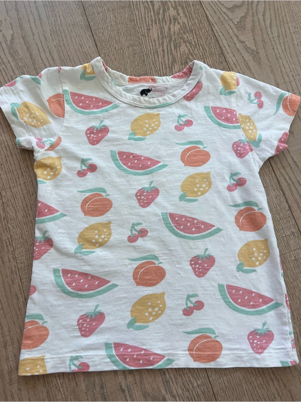 Monica & Andy Girls' 5T White Fruit Print Tee - Strawberry, Watermelon & Lemon